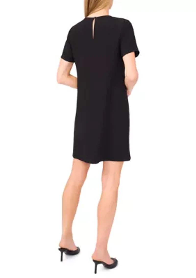 Women's Short Sleeve Bow Shift Dress