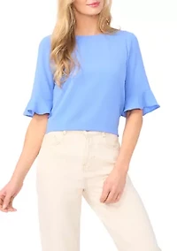 Women's Ruffle Crew Neck Blouse