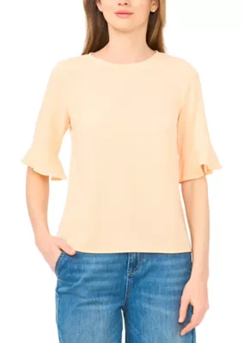 Women's Ruffle Crew Neck Blouse