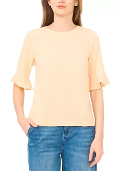 Women's Ruffle Crew Neck Blouse