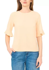 Women's Ruffle Crew Neck Blouse