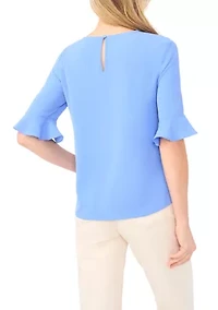 Women's Ruffle Crew Neck Blouse