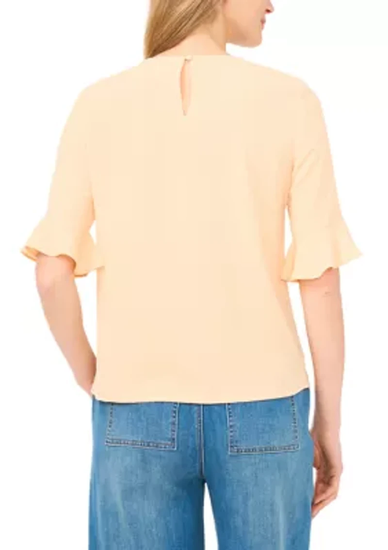 Women's Ruffle Crew Neck Blouse