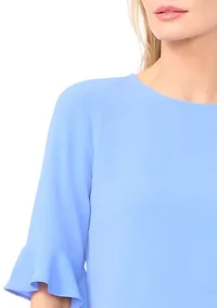 Women's Ruffle Crew Neck Blouse