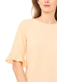 Women's Ruffle Crew Neck Blouse