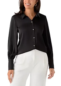 Women's Long Sleeve Satin Blouse
