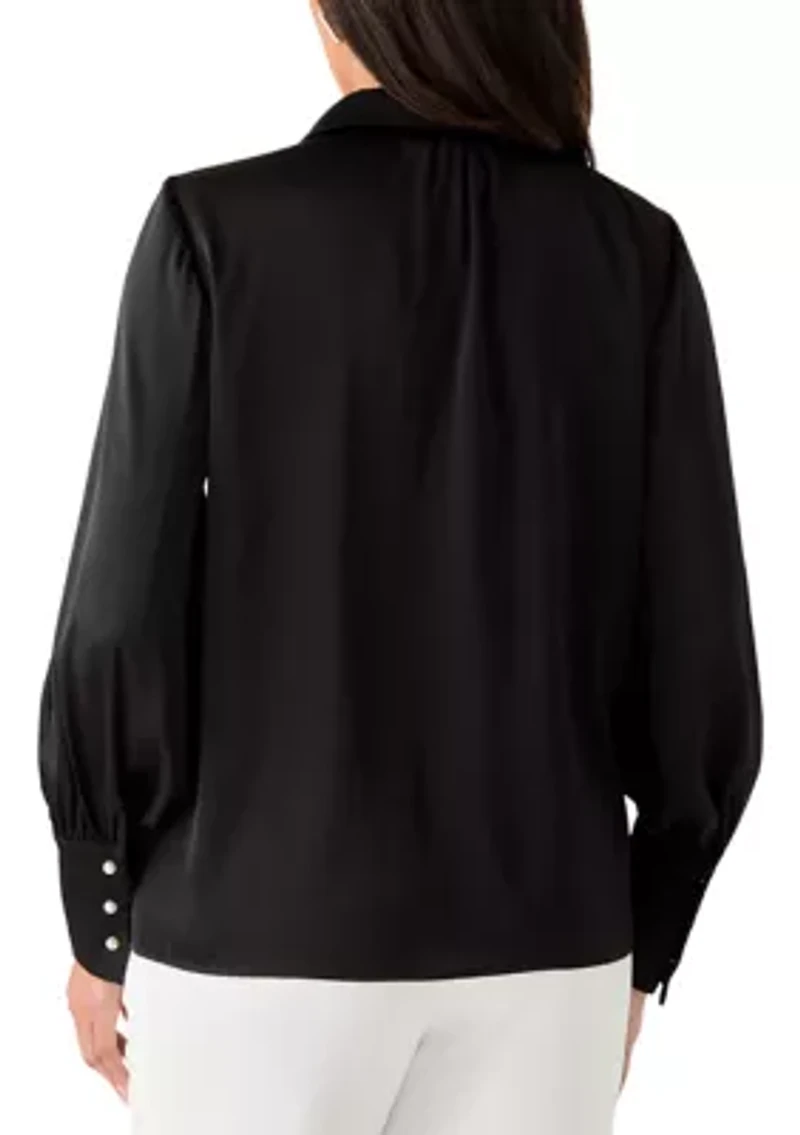 Women's Long Sleeve Satin Blouse