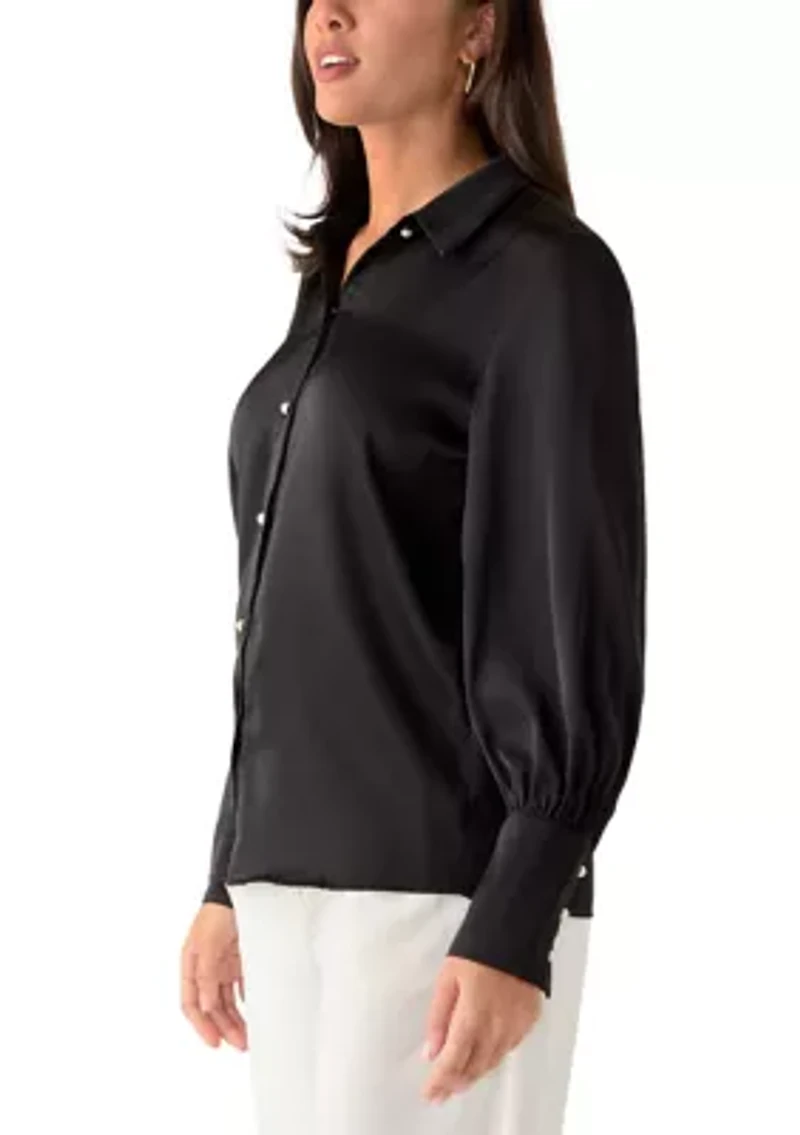 Women's Long Sleeve Satin Blouse