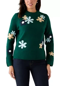 Women's Floral Crew Neck Sweater