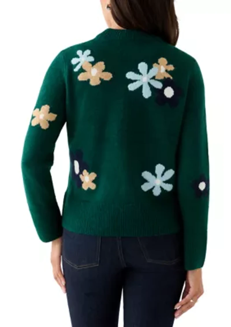 Women's Floral Crew Neck Sweater