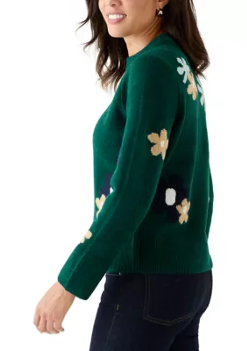 Women's Floral Crew Neck Sweater