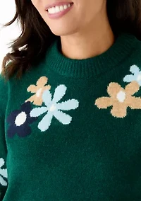 Women's Floral Crew Neck Sweater