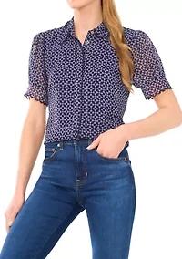 Women's Geo Print Button Front Blouse