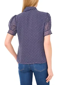 Women's Geo Print Button Front Blouse