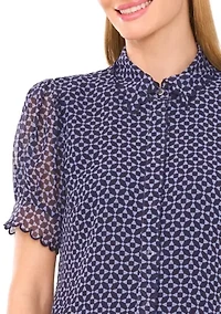 Women's Geo Print Button Front Blouse