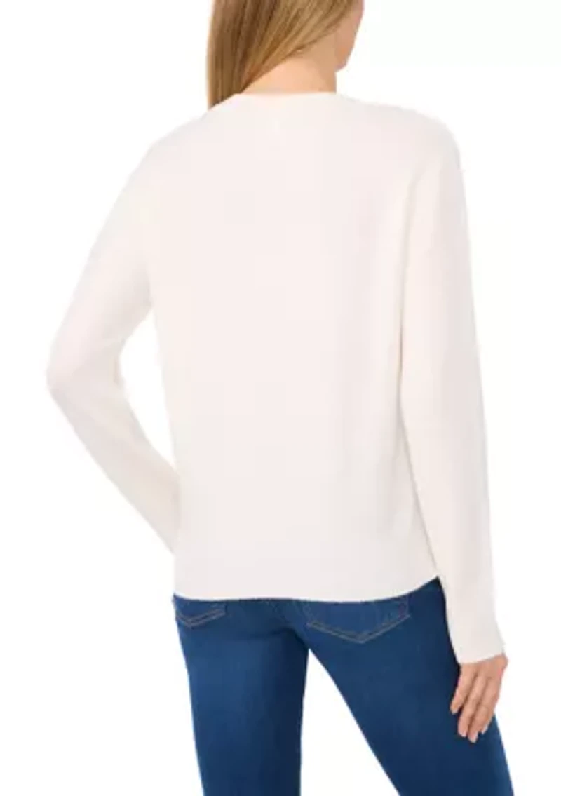 Women's Bow Appliqué Crew Neck Sweater