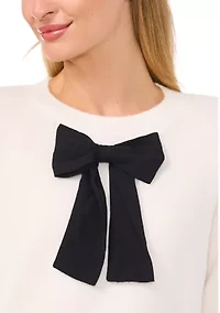 Women's Bow Appliqué Crew Neck Sweater