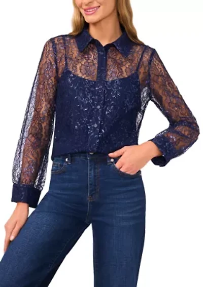 Women's Long Sleeve Lace Blouse
