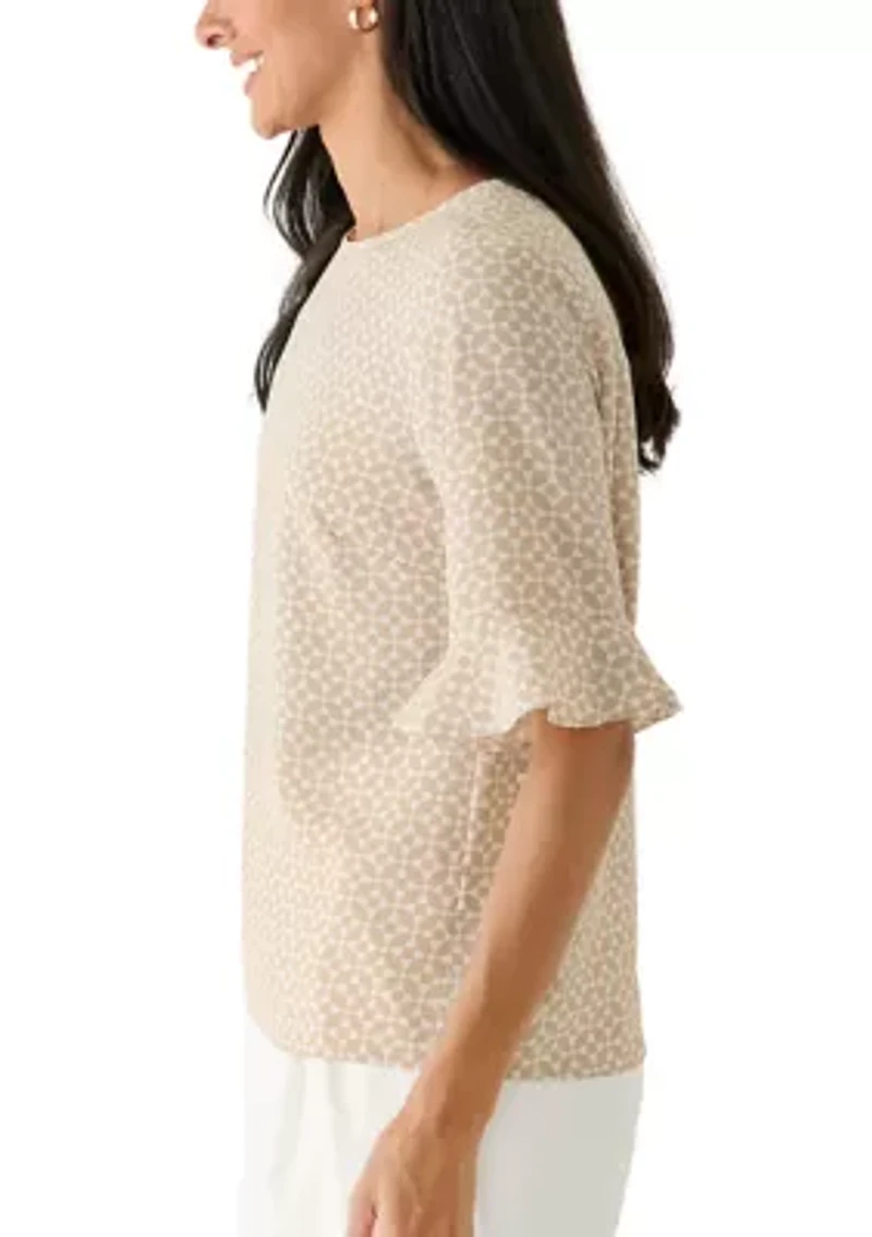Women's Ruffle Sleeve Geometric Print Blouse