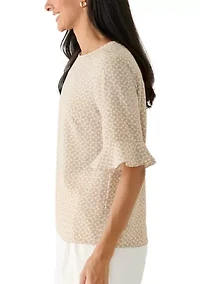 Women's Ruffle Sleeve Geometric Print Blouse