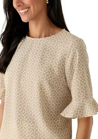 Women's Ruffle Sleeve Geometric Print Blouse