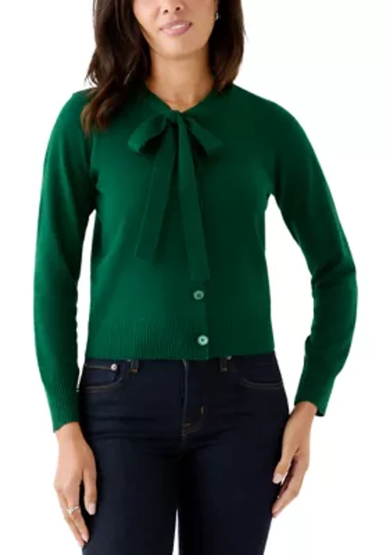 Women's Tie Neck Cardigan Sweater