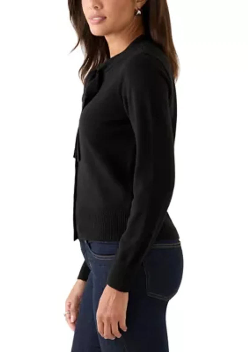Women's Tie Neck Cardigan Sweater