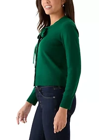 Women's Tie Neck Cardigan Sweater