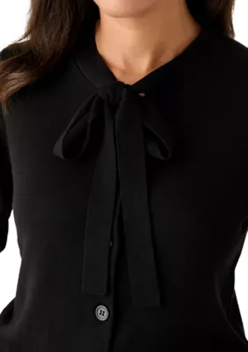 Women's Tie Neck Cardigan Sweater