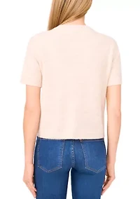 Women's Short Sleeve Bling Bow Button Cardigan