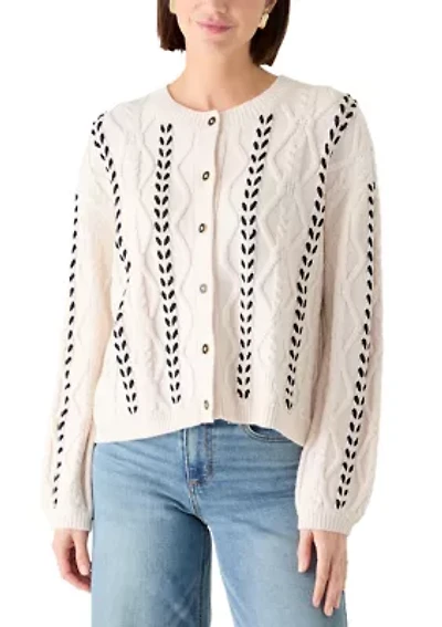 Women's Ribbon Button Front Cardigan