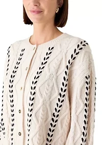Women's Ribbon Button Front Cardigan