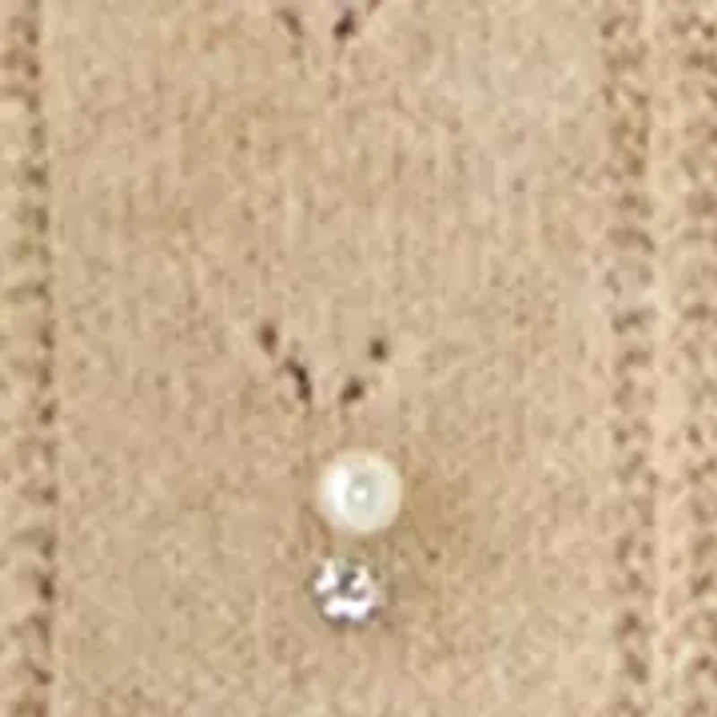 Women's Long Sleeve Pearl Embellished Cable Knit Sweater