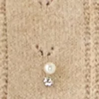 Women's Long Sleeve Pearl Embellished Cable Knit Sweater