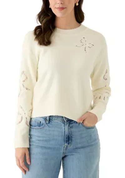 Women's Long Sleeve Lace Bow Sweater