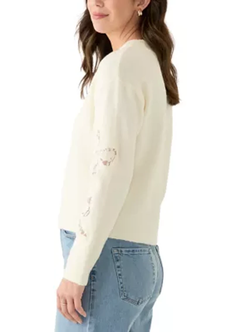 Women's Long Sleeve Lace Bow Sweater