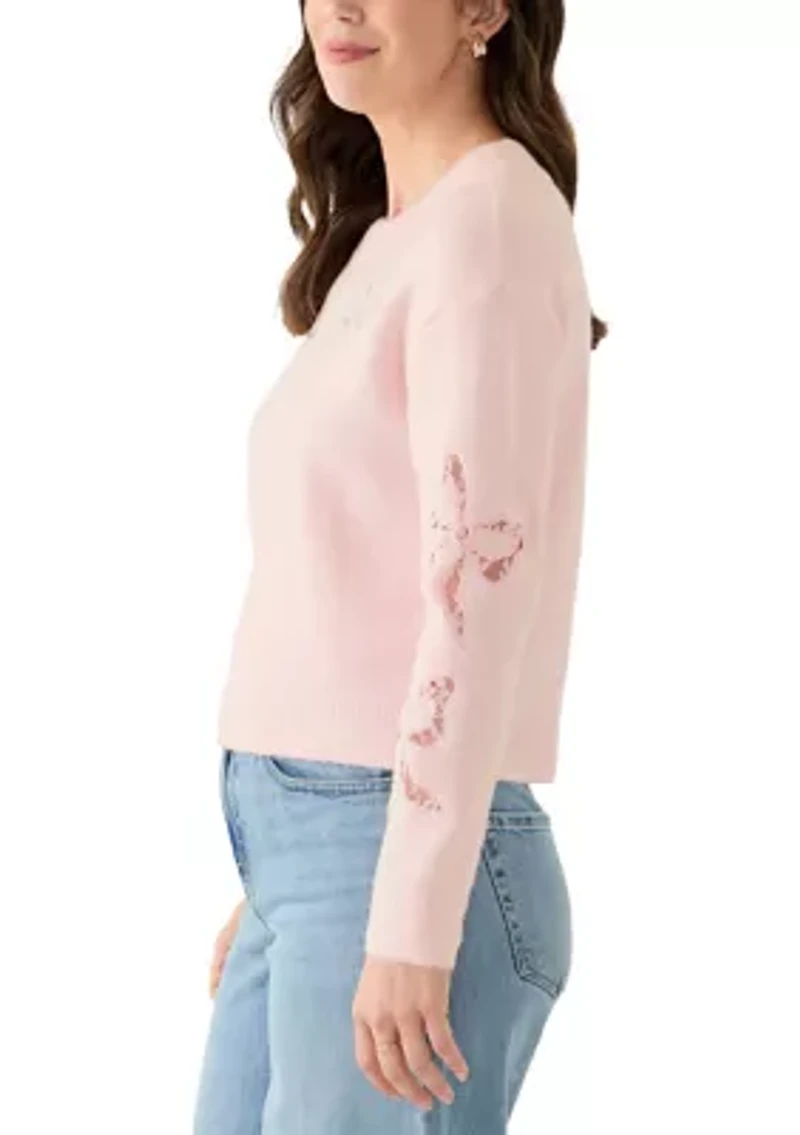 Women's Long Sleeve Lace Bow Sweater
