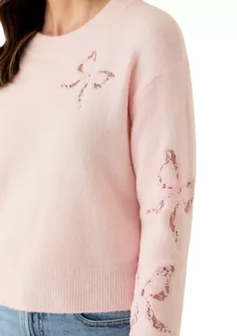 Women's Long Sleeve Lace Bow Sweater