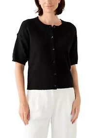 Women's Short Sleeve Front Button Cardigan