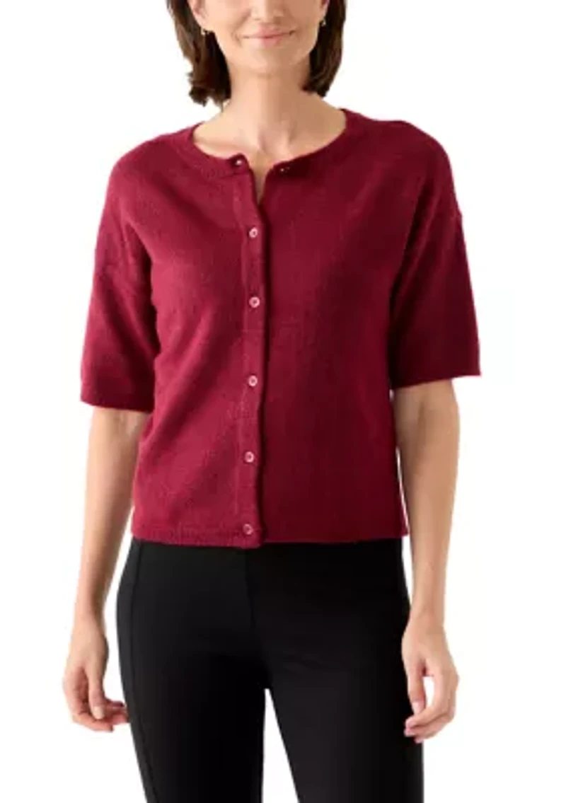 Women's Short Sleeve Front Button Cardigan