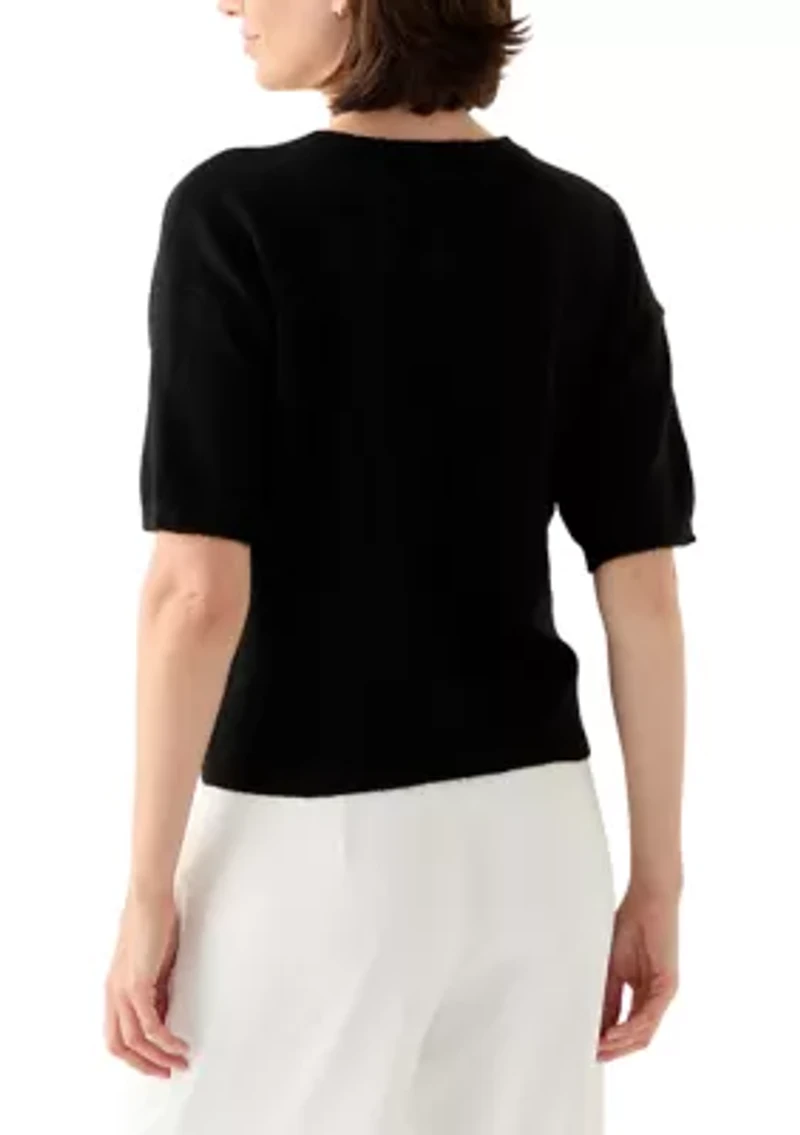 Women's Short Sleeve Front Button Cardigan