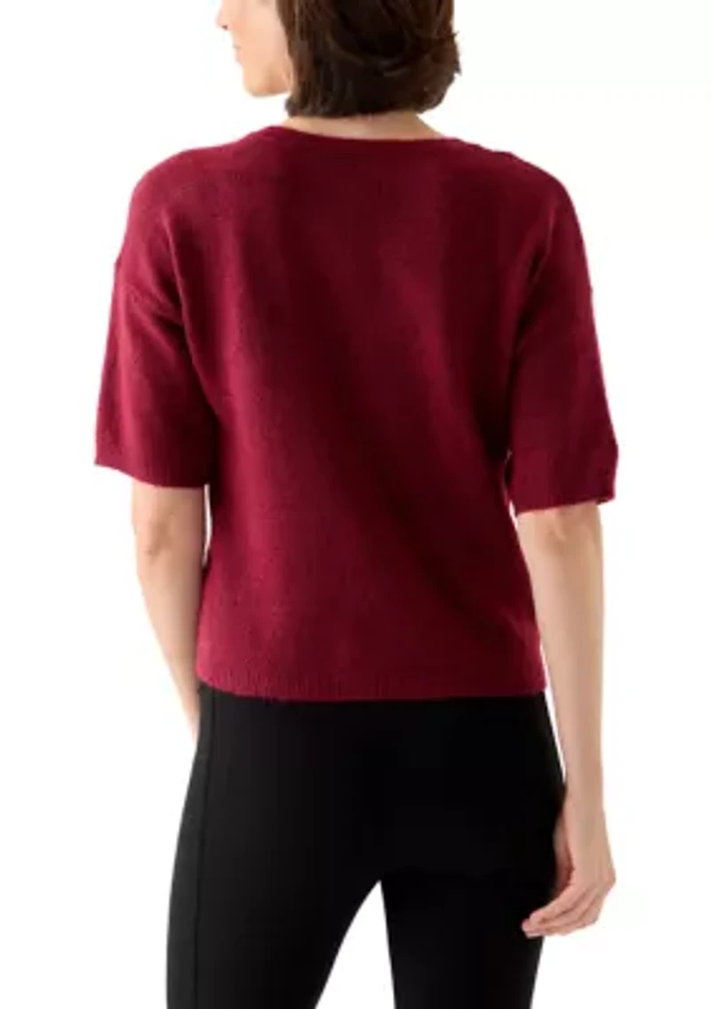 Women's Short Sleeve Front Button Cardigan