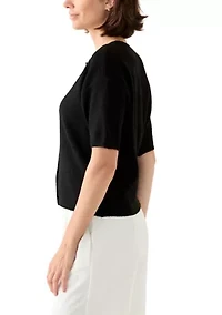 Women's Short Sleeve Front Button Cardigan