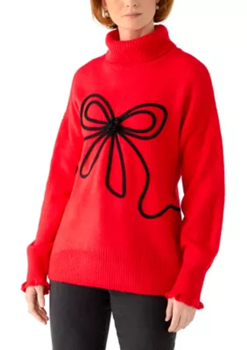 Women's Bow Turtleneck Sweater