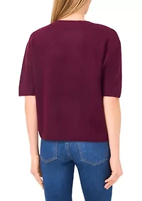 Women's Elbow Sleeve Rhinestone Pin Sweater