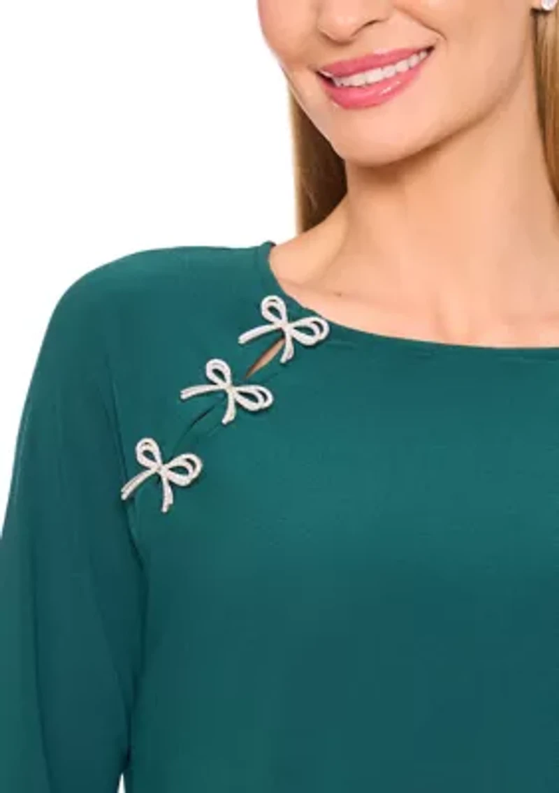 Women's Long Sleeves Bow Knit Top