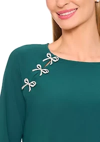 Women's Long Sleeves Bow Knit Top