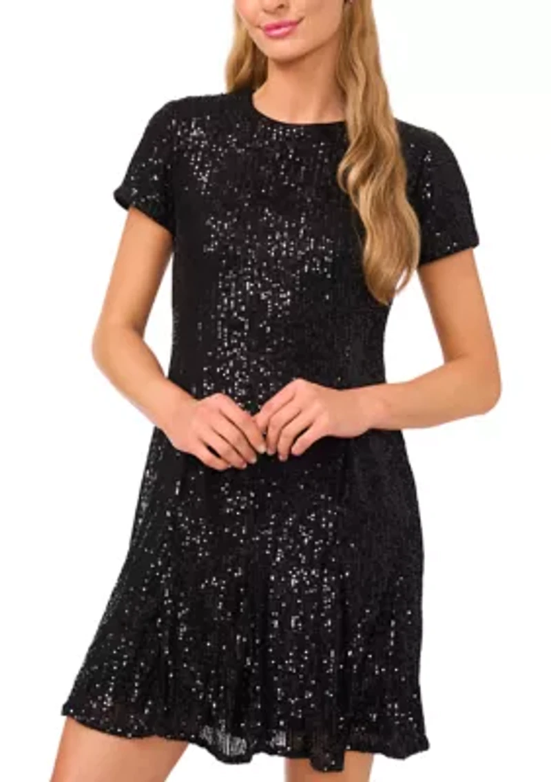Women's Short Sleeve Sequin Dress