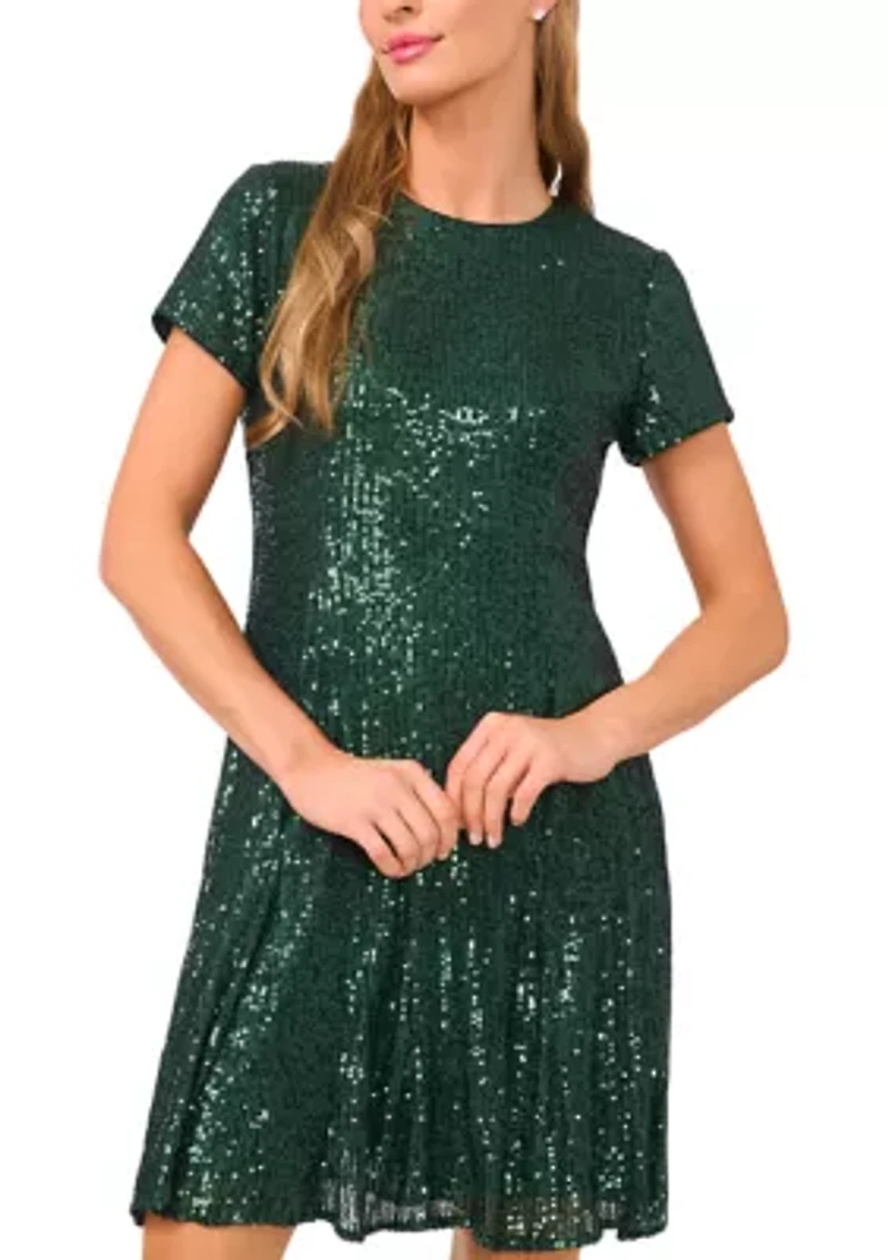 Women's Short Sleeve Sequin Dress