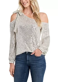 Women's Sequin One Shoulder Top